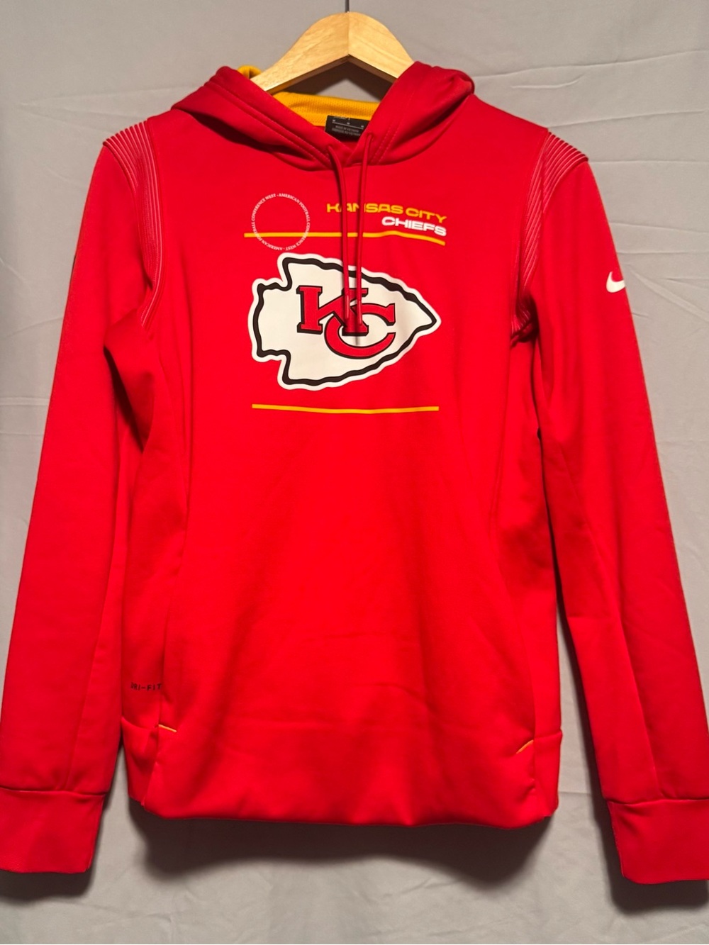NFL Red Kansas City Chiefs Zip-Up Hoodie with Yellow Accents